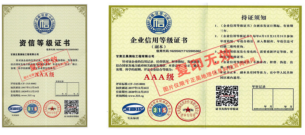 企业信用证书